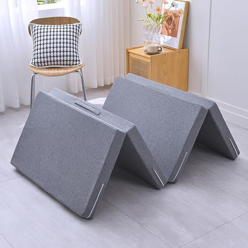 XIEMINLE Faltbare Bodenmatratze, Klappmatratze doppelt, Schlafsofa-Matratze, doppelseitig, Gästematratze mit waschbarem Bezug für platzsparende Reisen, Camping, Tatami (200 x 70 x 5 cm, Grau2)