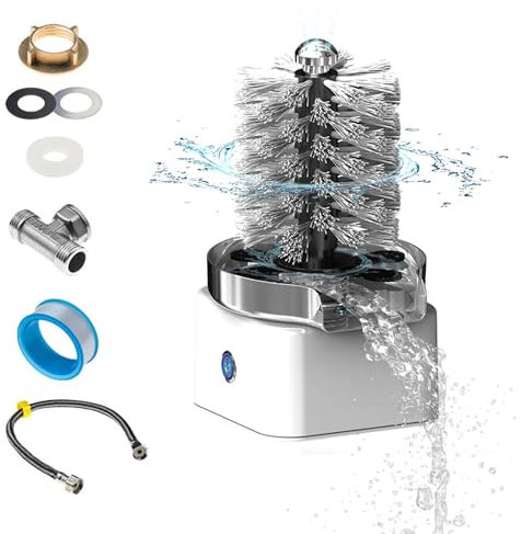 Cup Washer For Kitchen Sink - Automatic Electric Glass Rinser With High Pressure, Cup Brush & Supercharged Nozzle - Ideal For Bar, Coffee Shop & Home Use