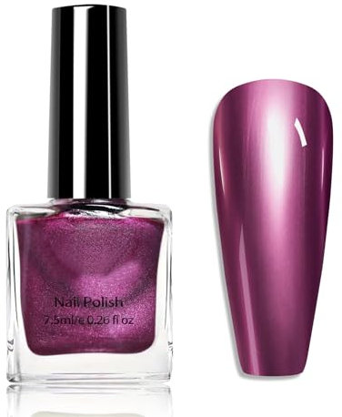 Metallic Nail Polish, Chrome nail polish, Mirror Quick Dry Nail Varnish, Metallic Effect Nail Art Polish, Silver Plating metallic nail No UV Needed, mirror Gel Nail Polish (6#Pink)