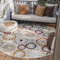Wecon Home moderner, wetterfester Outdoor Teppich – Blumen-Muster für Wohnzimmer, Esszimmer, Flur, Terrasse und Balkon – Flowerdrops (200 cm rund, beige)