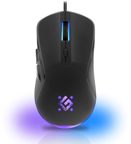 Defender Arga GM-049 - Gaming Maus kabelgebunden, RGB-Beleuchtung, 4 DPI-Stufen 1200–3600, 5 programmierbare Tasten, ergonomisch, optischer Sensor, beleuchtetes Scrollrad, inkl. Mauspad