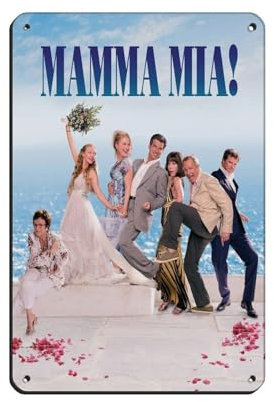 HGEIK Mamma Mia, Vintage-Filmposter, 7 Blechschild, Vintage, Metall, Pub, Club, Café, Bar, Zuhause, Wandkunst, Dekoration, Poster, Retro, 20 x 30 cm