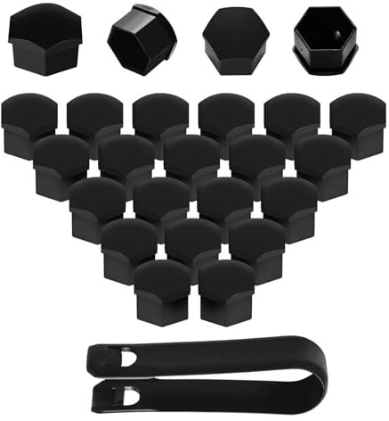 Lioqok 20 Stück 17mm Radschraubenkappen Set – Schutzkappen für Radschrauben und Radmuttern – Inklusive Werkzeug – Nicht Kompatibel mit Q7