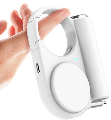 TakTark Power Bank - Banco de energía (5000 mAh, 15 W, cable elástico (entrada y salida USB C) con adaptador, cargador portátil con linterna/gancho propio, batería para iPhone Samsung, etc