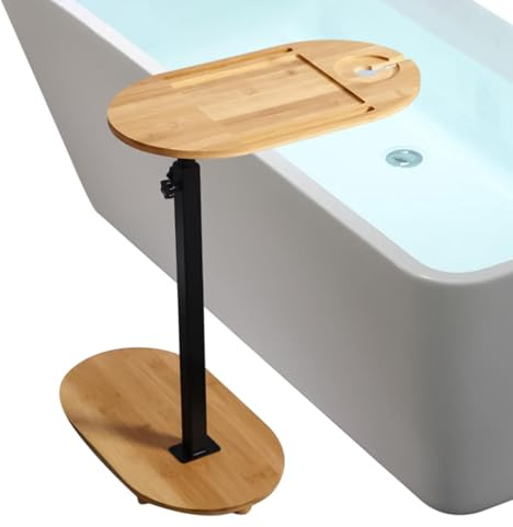 Plateau de Baignoire réglable en Hauteur, Plateau sur Pied pour Baignoire | Table Autonome avec Hauteur réglable, Table pour Bain à remous, économie d'espace, Organisateur antidérapant