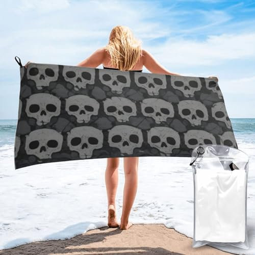 CBXYFCBC Totenkopf-Strandtuch – weiche, schnell trocknende super saugfähige Mikrofaser-Strandtücher, leicht, großes Badezimmer-Badetuch für Reisen, Schwimmen, Camping, Yoga