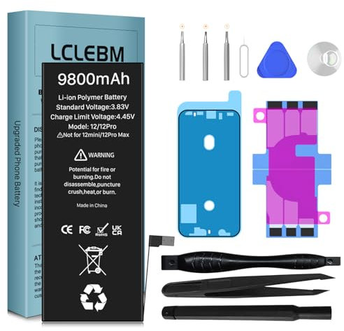[9800mAh] Battery for iPhone 12/12 Pro, New Upgrade High Capacity Battery Replacement for iPhone 12/12 Pro, A2172,A2402, A2403, A2404, A2341, A2406, A2407, A2408 with Repair Tool Kit