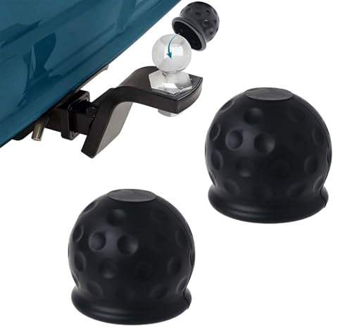 ZFRITP 2 Pcs Cache Boule Attelage,Cache Boule Attelage Voiture,Protection Boule Attelage,Protege Boule Attelage Voiture,50mm Cache Boule Attelage pour Voitures, Camions, Remorques,Noir