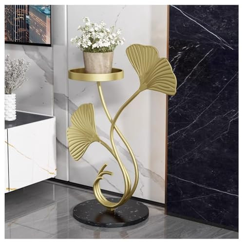 zktoermn Plant Stand - 85CM High Planter Stand - with Round Tray and Marble Base(Gold)