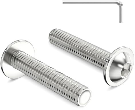 20 Stück M6 x 30 mm Linsenkopfschrauben mit Flansch Innensechskant Antrieb Edelstahl A2 V2A Schrauben Vollgewinde mit Innensechskantschlussel
