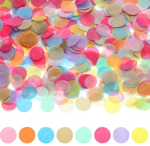 Alwodici 50g Confetti Rond 1 pouce Confettis Multicolores BiodéGradable Confetti de Table Mariage, Anniversaire, DéCoration de FêTe Festivals, CéLéBrations, Banquets