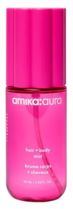 amika Body Aura Hair & Body Mist 90 ml | Erfrischendes Haar- & Körperspray mit Grapefruit, Aprikose, Vanille & Sandelholz | Duftspray für Haare & Haut | leichter, belebender Duft | vegan