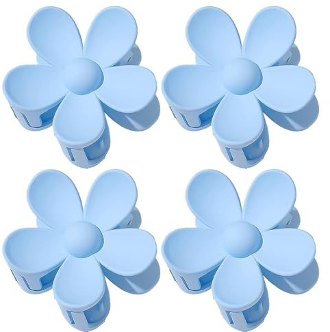 Blaue Haarklammern, große Haarklammern, starker Halt für Frauen, große Blumen-Haarspangen, Haar-Accessoires für Geschenke, geeignet für alle Arten von Frisuren, starker Halt, rutschfest für dickes und