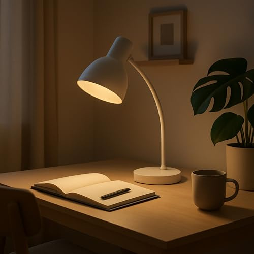 Lightbox Schreibtischleuchte, E14 Fassung, geeignet für LED-Leuchtmittel, | Schreibtischleuchte, E14 Fassung, geeignet für LED-Leuchtmittel, max. 20 W, 43 cm hoch, Metall, weiß, elegantes