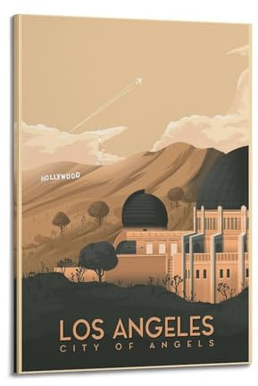 ZZBXSJ Modernes Familien-Fotoalbum, Poster, Wanddekoration, Kunstwerk, minimalistisches Reiseposter, Los Angeles, Hollywood-Observatorium, Leinwand, Kunstdrucke, Bilder, 40 x 60 cm, Rahmenstil