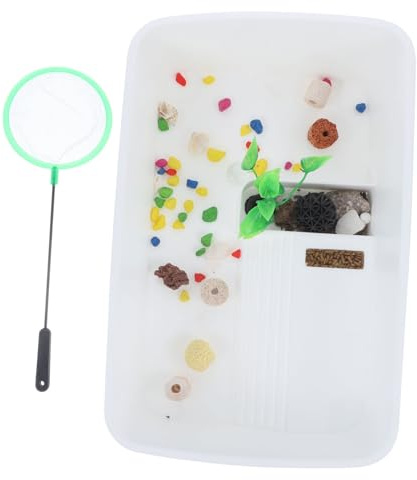 Toyvian Turtle Tank Mittlerer aus Robustem mit Plattform und Pflanzen Indoor Reptilien Schildkrötenhabitat Pflegeleichtes Wasserschildkrötenbecken für Gesundes Haustierumfeld