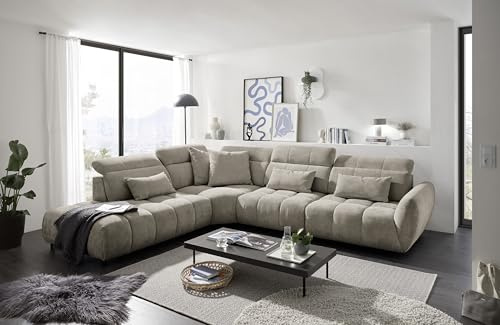 Stella Trading Franklin Ecksofa in grau-braun – Modernes Design, hoher Komfort & Flexible Stellmöglichkeiten
