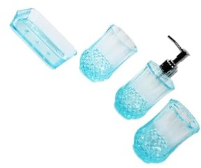 LIXSAZSE Ensemble d'accessoires de salle de bain en acrylique, gobelet pour bain bouche, porte-savon, distributeur savon bien rangé et organisé, Bleu
