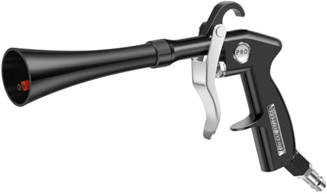 Rengöringspistol med tryckluft Ultra 90 PSI, torr utblåspistol med utbytbara munstycken borste, högtryck luftventil för bilinredning, 1/4 tum snabbkoppling, 5–9 bar, aluminium-luftpistol