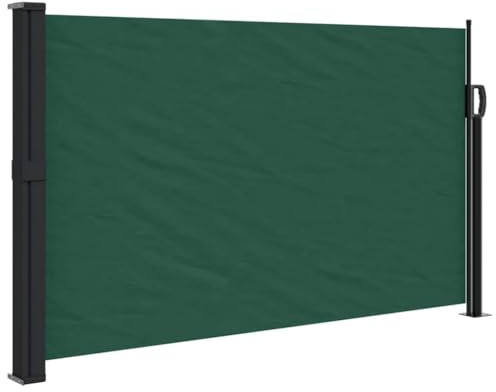 Seitenmarkise, einziehbar, Sichtschutz, Garten, Paravent, Außenbereich, Seitenmarkise, einziehbar, Dunkelgrün, 120 x 500 cm
