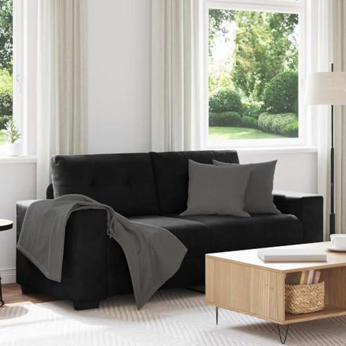 LoogCape Zweisitzer-Sofa Schwarz 181 cm Samt, Modernes Relaxsofa mit Schaumstoffpolsterung, Robustes Sperrholzgestell für Wohnzimmer, Schlafzimmer