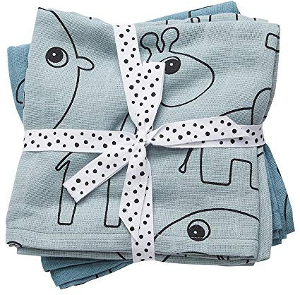 Done by Deer Windeltücher 2 Stück Contour Blau - Musselin-Windeltüchern 70 x 70 cm - Oeko-TEX® Zertifiziert, 100% Baumwolle