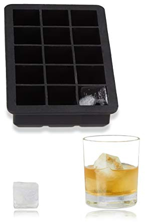 Relaxdays Eiswürfelform aus Silikon, für 2,5 cm Eiswürfel, BPA-frei, Eiswürfelbehälter, HxBxT: 3 x 15 x 9,5 cm, schwarz | BPA-frei, Eiswürfelbehälter, HxBxT: 3 x 15 x 9,5 cm
