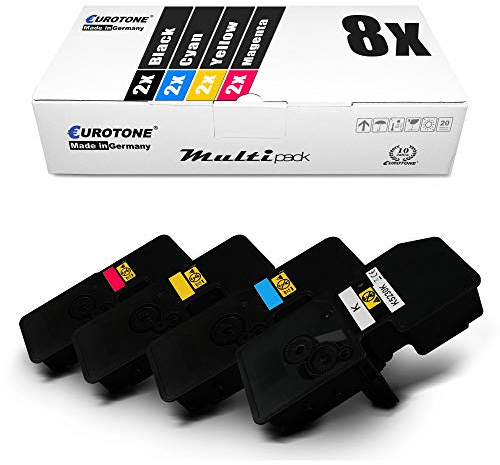 8X Eurotone Toner für Kyocera Ecosys P 5021 wie TK-5230 TK5230 Set Schwarz Blau Rot Gelb