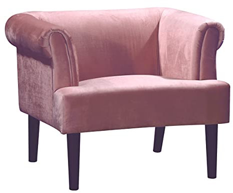 Atlantic Home Collection Sessel CHARLIE, Samt, Armlehnenstuhl mit Massivholzfüßen, Rosa, 74 x 86x 70