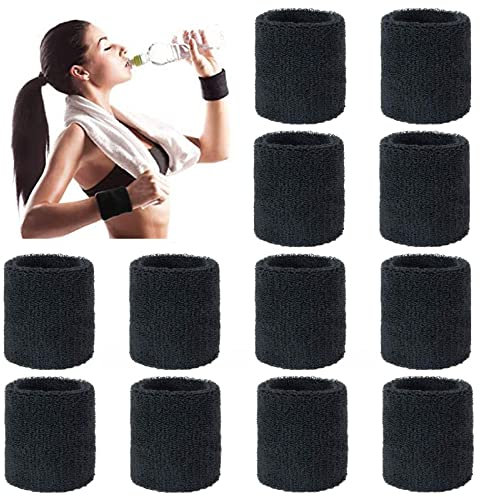 LHKJ 12 Pièces Bandeau de Transpiration Poignet, Serre-Poignets Bracelets Poignet pour Sport Tennis Foot-Ball Basket-Ball