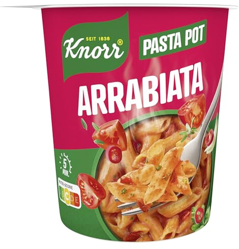 Knorr Arrabiata Pasta Pot, leckere Instant Nudeln 8 x 66 g