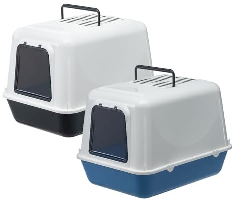 Ferplast Lettiera Gatto Chiusa, 2 Filtri al Carbone Attivo Antiodore Inclusi, Porta Battente Oscurata, 39,5 x 52,5 x h 38 cm, CLEAR CAT 20 Lettiera Gatto Grande, Colori assortiti