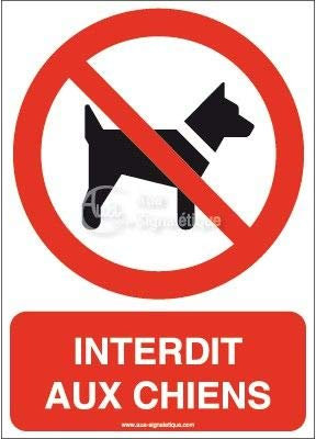 AUA SIGNALETIQUE - Interdit aux chiens P021-AI - 300x420 mm, Aluminium Dibond 3mm