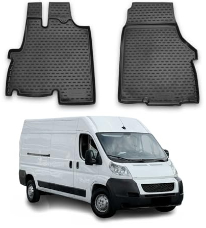 OMAC Fußmatten für Peugeot Boxer 2006-2021 TPE 2X Schwarz | Gummimatten, Automatten, Allwetter, fahrzeugspezifisches Produkt, Antirutsch, 3D-Passform, wasserdicht