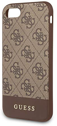 Guess Hülle aus der 4G Glitter Circle Logo Kollektion für Apple iPhone SE 2020/8, Braun, GUHCI8G4GLBR