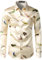 PARKLEES Men's Casual Luxury Printed Silk Like Satin Button Down Dress Shirt for Party Wedding PZLCL15 Champange M