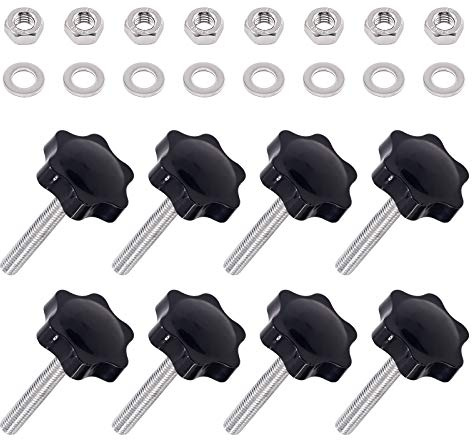 Swpeet 20Pcs Male Thread Metal Clamping Star Knobs Grips Black