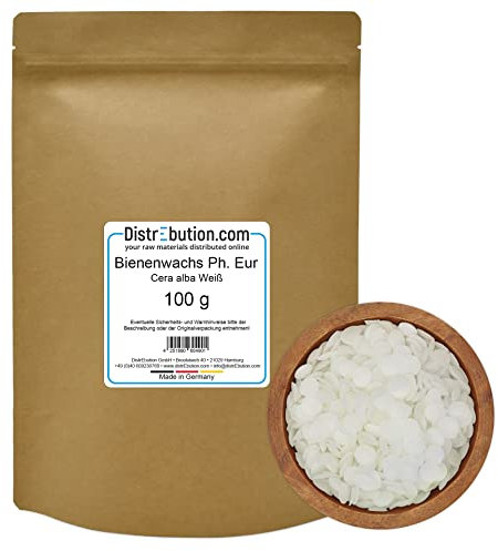 DistrEbution Bienenwachs Pastillen Weiß 100g Ph.Eur. DIY Kosmetik Bienenwachstücher