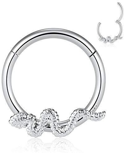 hengkaixuan 16G Edelstahl Silber Septum Clicker Snake Hinged Segment Ring Daith Rook Ohr Piercing Schmuck