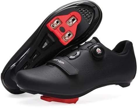 ARTVEP Fahrradschuhe Herren Damen Rennradschuhe MTB Radschuhe Kompatibel mit Look SPD SPD-SL Delta Lock Pedal Reitschuhe Peloton Schuhen Alles Schwarz EU40 / 250