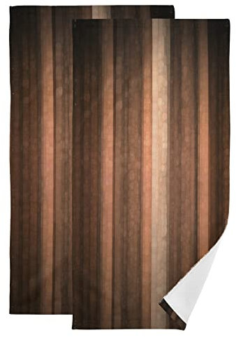 AIYOOLER Handtücher für Badezimmer, 2er-Set, Braun, Erde, Orange, Kupfer und Pfirsich, abstraktes kühles Glas und Vintage-Streifen-Design, weich, saugfähig, klein, Spa, 71.1x35.6 cm