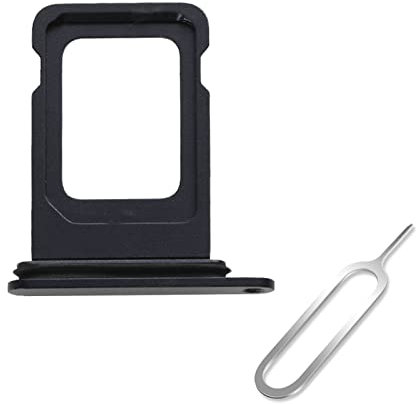 Cemobile SIM Card Tray Slot Holder Replacement for iPhone 12 6.1 Inch (Single SIM Version) with Waterproof Rubber Seal Ring + SIM Card Tray Open Eject Pin (Black)