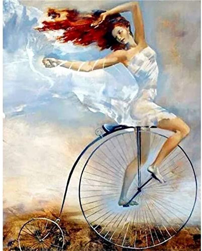 Paint by Numbers Cycling Girl,DIY Paint by Numbers Kits for Adults Kids,Canvas Oil Painting Paint by Numbers with Brushes and Acrylic Pigment Arts Craft for Home Wall Decoration 24x30in Without Frame