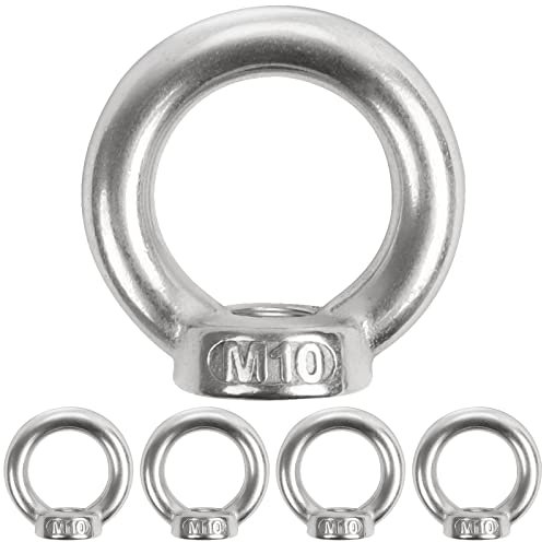5 Stück Ringmutter M10, Leryati 304 Edelstahl Gewinde Ösenmutter, Ringösen Augenmuttern Ringschraube, Ringmuttern for Befestigen Sie hängende Ornamente Blumentöpfe Schaukelständer usw.