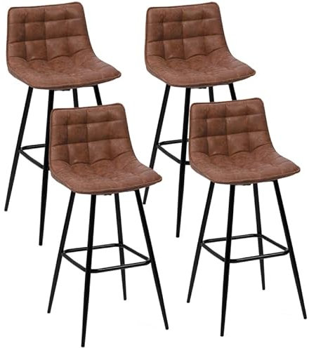 IDMarket - Lot de 4 tabourets de Bar Mady Marron Vintage