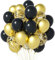 70pcs Schwarz und Gold Konfetti Luftballons, Wiletasz 30cm Metallic Gold Schwarz Latex Ballons Party Ballons Helium Ballons für Baby Dusche, Geburtstag, Graduierung, Jahrestag Dekoration