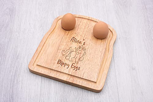 Personalised Dippy Egg and Soldiers Breakfast Board with a Unicorn Design