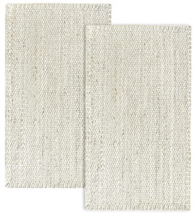 HAMID - Pack 2 Alfombras de Yute Granada 110 x 60cm - 100% Fibra de Yute Natural - Alfombras Suave - Tejida a Mano - Alfombra de Salón, Comedor, Dormitorio - Marfil