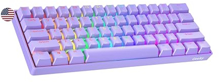 Geeky GK61 SE 60% | Mechanische Gaming-Tastatur | 61 Tasten Multi Color RGB LED Hintergrundbeleuchtung für PC/Mac Gamer| ANSI US Amerikanisches Layout (Lavendel, Mechanical Red)