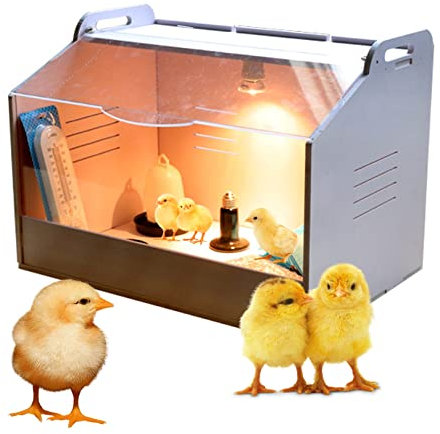 TEmkIn Incubateur pour Poussins Intégré avec lampes chauffantes, perchoir et mangeoire Blanc Petit